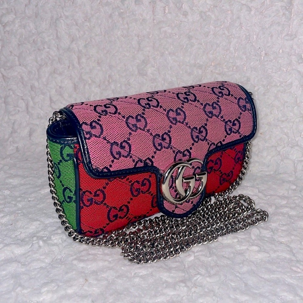 Gucci Guccissima GG Marmont Multicolor Colorblock Quilted Super Mini Bag 476433 - Picture 3 of 17